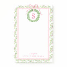 Pretty Christmas Wreath Monogram  Notes