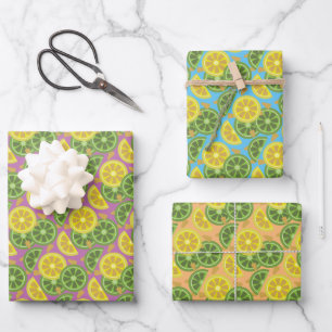 Pretty citrus pattern wrapping paper sheets