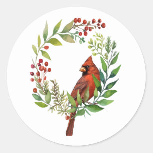 Pretty Classic Cardinal Red Bird Classic Round Sticker