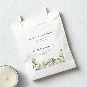 Pretty Classic White Roses Funeral Seed Packet Favour Bag