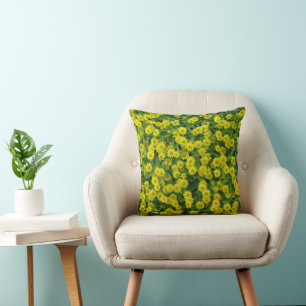 Pretty Cluster of Small Yellow Wildflowers Throw Pillow