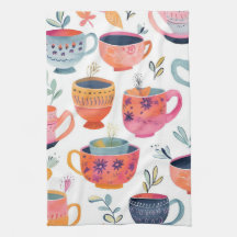Pretty coffee kitchen towels