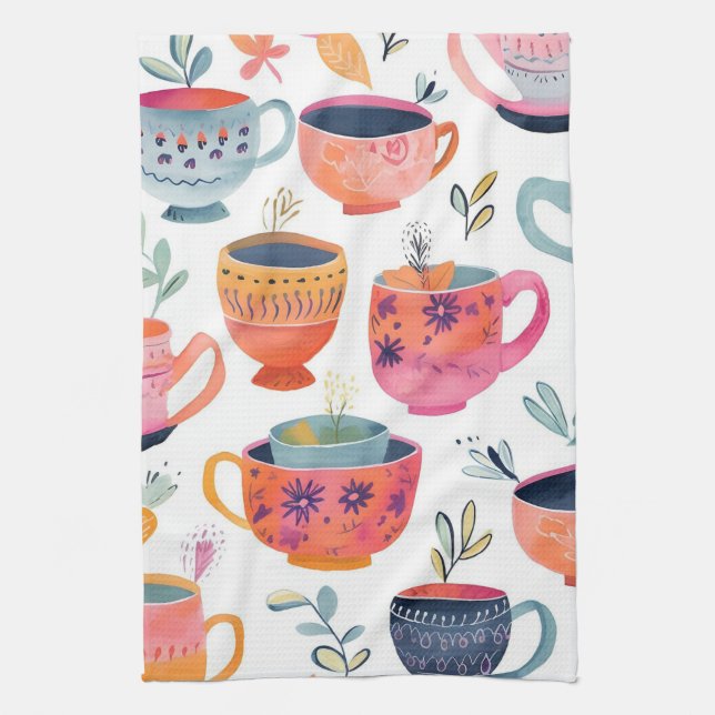 Pretty coffee kitchen towels (Vertical)