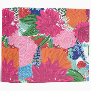 Pretty Colorful Big Flowers Hand Paint Design Binder