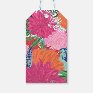 Pretty Colorful Big Flowers Hand Paint Design Gift Tags