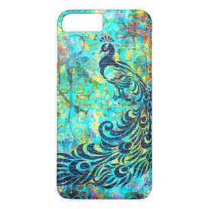 Pretty Colorful Bright Turquoise Peacock Abstract Case-Mate iPhone Case