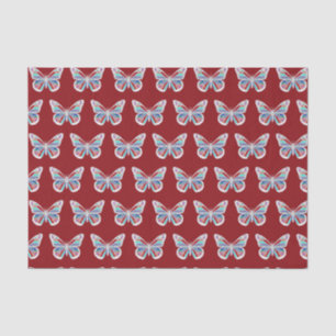 Pretty Colorful Butterflies on Burgundy Tissue Paper