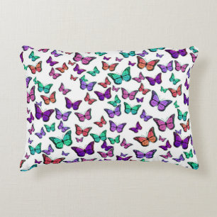 Pretty Colorful Butterflies Pattern Accent Pillow