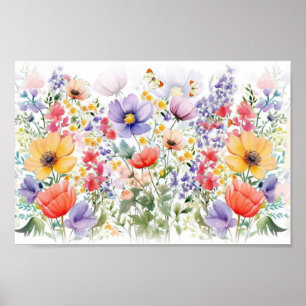 Pretty Colorful Delicate Summer Flower Art  Poster