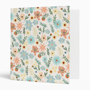 Pretty Colorful Ditsy Floral White Design Wrapping Binder