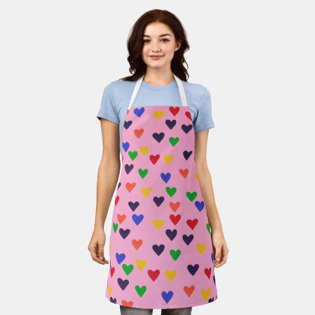 Pretty Colorful Hearts in Rainbow Colors Aprons (Worn)