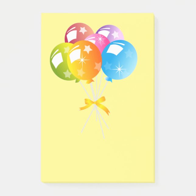 pretty coloured balloons post-it notes (Front)