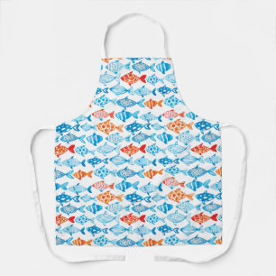 Pretty Coloured Fish Blue Red Apron