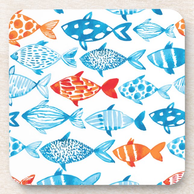 Pretty Coloured Fish Blue Red Coaster (Front)