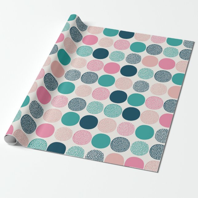 Pretty Coloured Polka Dots Wrapping Paper (Unrolled)