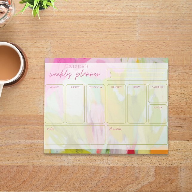 Pretty Colourful Abstract Weekly Planner Notepad (Creator Uploaded)