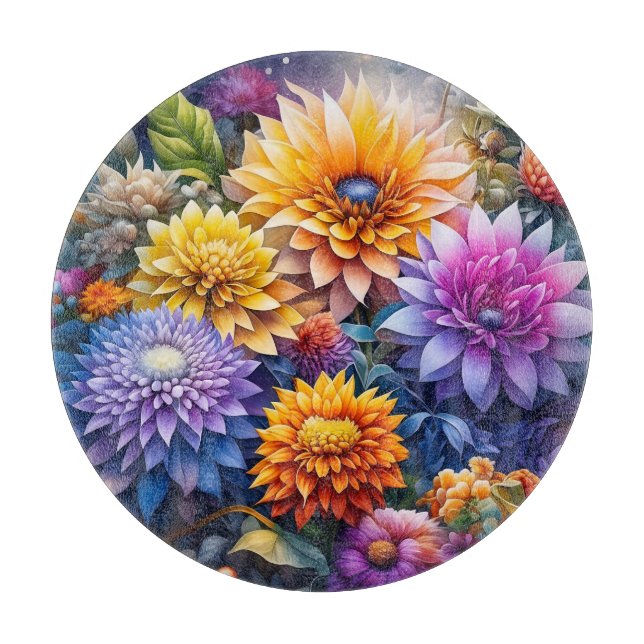 Pretty Colourful Ai Art Flowers  Cutting Board (Front)