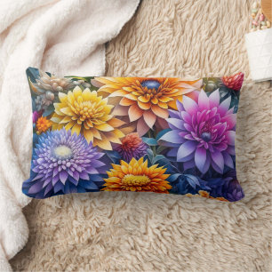 Pretty Colourful Ai Art Flowers Lumbar Pillow