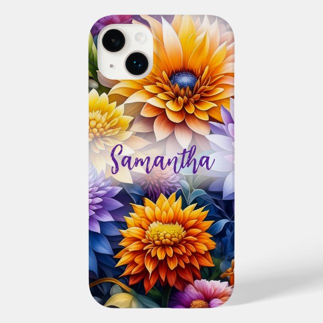 Pretty Colourful Ai Art Flowers Personalized Case-Mate iPhone Case (Back)