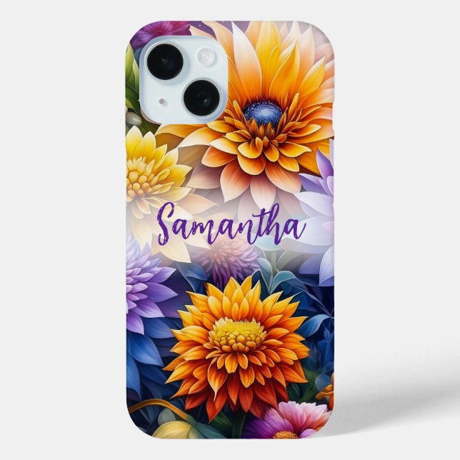 Pretty Colourful Ai Art Flowers Personalized Case-Mate iPhone Case (Back)