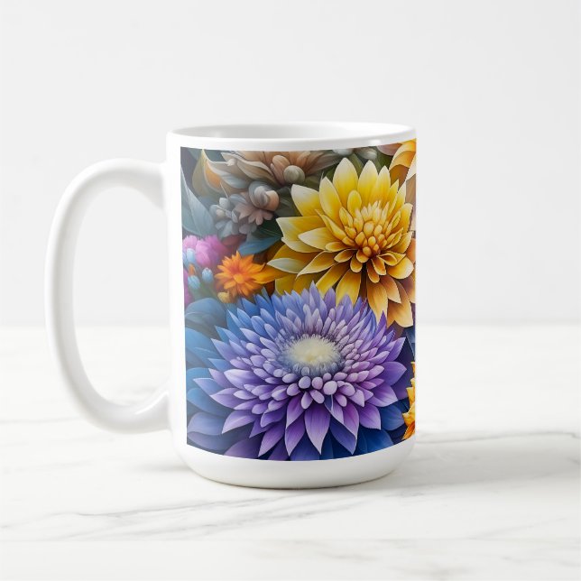 Pretty Colourful Ai Art Flowers Personalized Coffee Mug (Left)