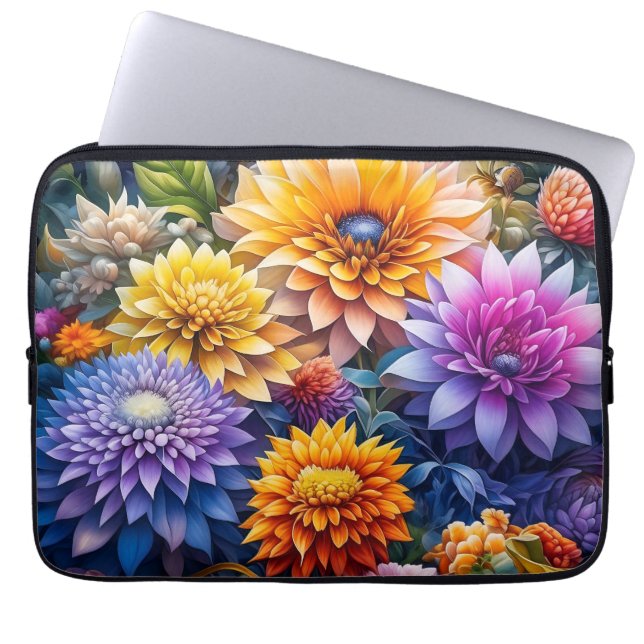 Pretty Colourful Ai Art Flowers Personalized Laptop Sleeve (Front)