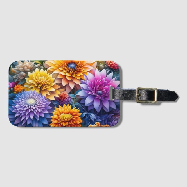 Pretty Colourful Ai Art Flowers Personalized Luggage Tag (Front Horizontal)