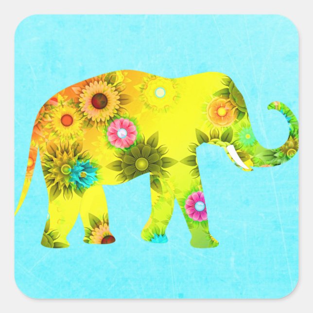 Pretty Colourful Artsy Elephant Sticker (Front)