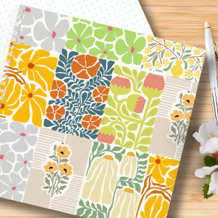Pretty colourful botanical pattern Pink green blue Notebook