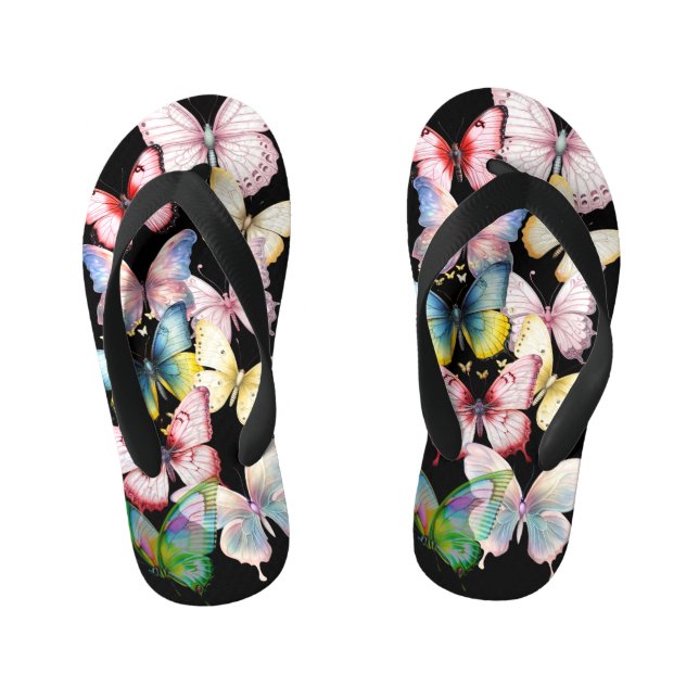 Pretty Colourful Butterflies  Kid's Flip Flops (Footbed)