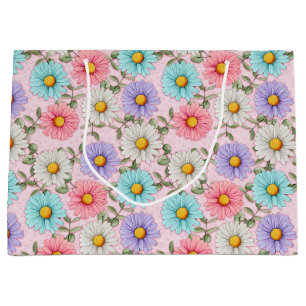 Pretty Colourful Daisies Large Gift Bag