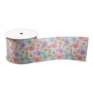 Pretty Colourful Daisies  Satin Ribbon
