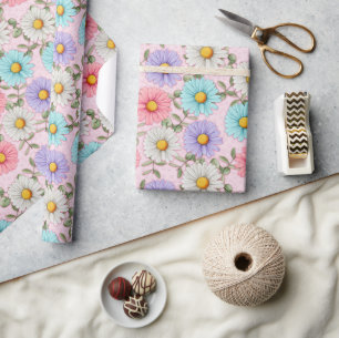 Pretty Colourful Daisies  Wrapping Paper
