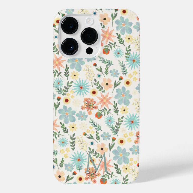 Pretty Colourful Ditsy Floral White Design iPhone Case (Back)