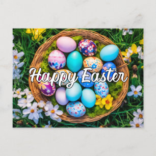 Pretty Colourful Easter Eggs Postcard