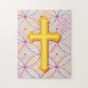 Pretty Colourful Faith Cross Puzzle
