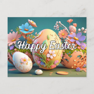 Pretty Colourful Festive Easter Collage Postcard