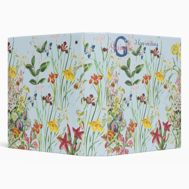 Pretty Colourful Floral Botanical Herbal Monogram Binder (Background)