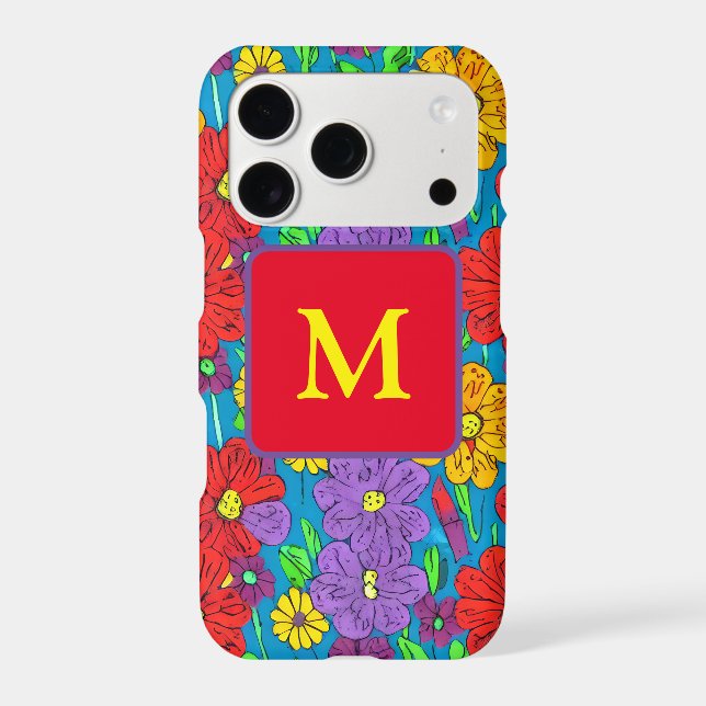 Pretty Colourful Floral Pattern Monogrammed (Back)