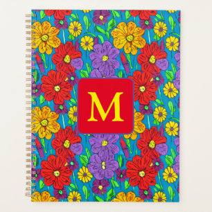 Pretty Colourful Floral Pattern Monogrammed Planner