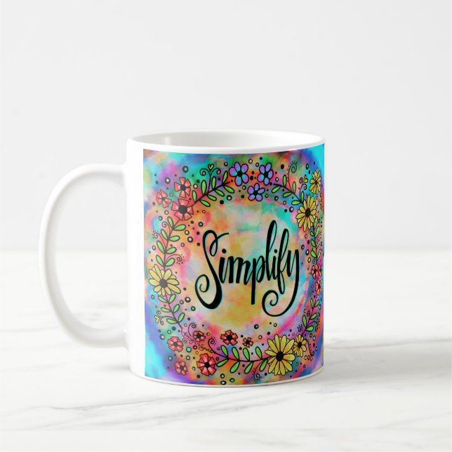 Pretty Colourful Floral Simplify Inspirational Fun Coffee Mug (Left)