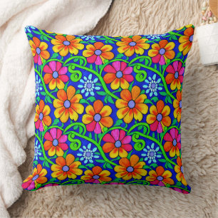 Pretty Colourful Floral Throw Pillow