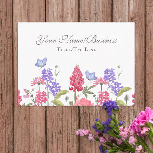 Pretty Colourful Flowers and Butterflies Garden Business Card