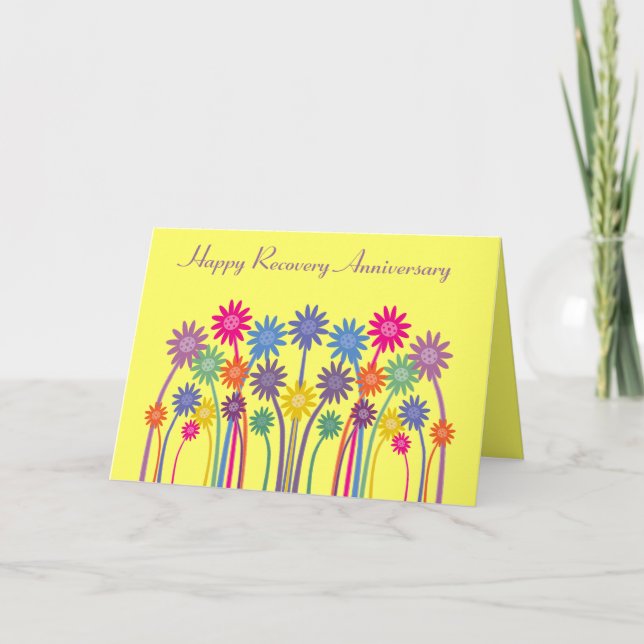 Pretty Colourful Flowers Customizable Recovery Card (Front)