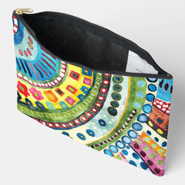 Pretty Colourful Hippie Abstract Accessory Pouch (Open)
