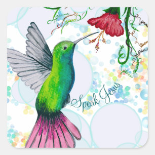 Pretty Colourful Humingbird Square Sticker