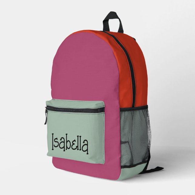 Pretty Colourful Modern Custom Name Printed  Printed Backpack (Back Corner Right)