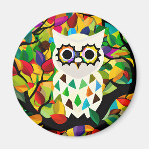 Pretty Colourful Owl Art  Magnet