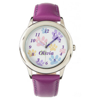 Pretty Colourful Paw Printed Kids Watch
