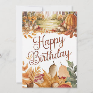 Pretty Colourful Pumpkin Autumn Fall Happy Birthda Card